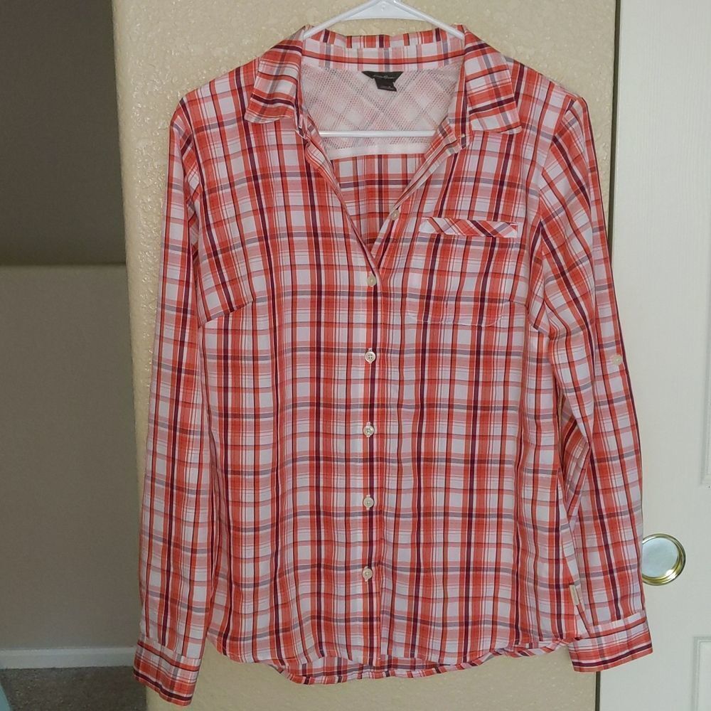 Eddie Bauer Women's Button up Plaid Shirt Small